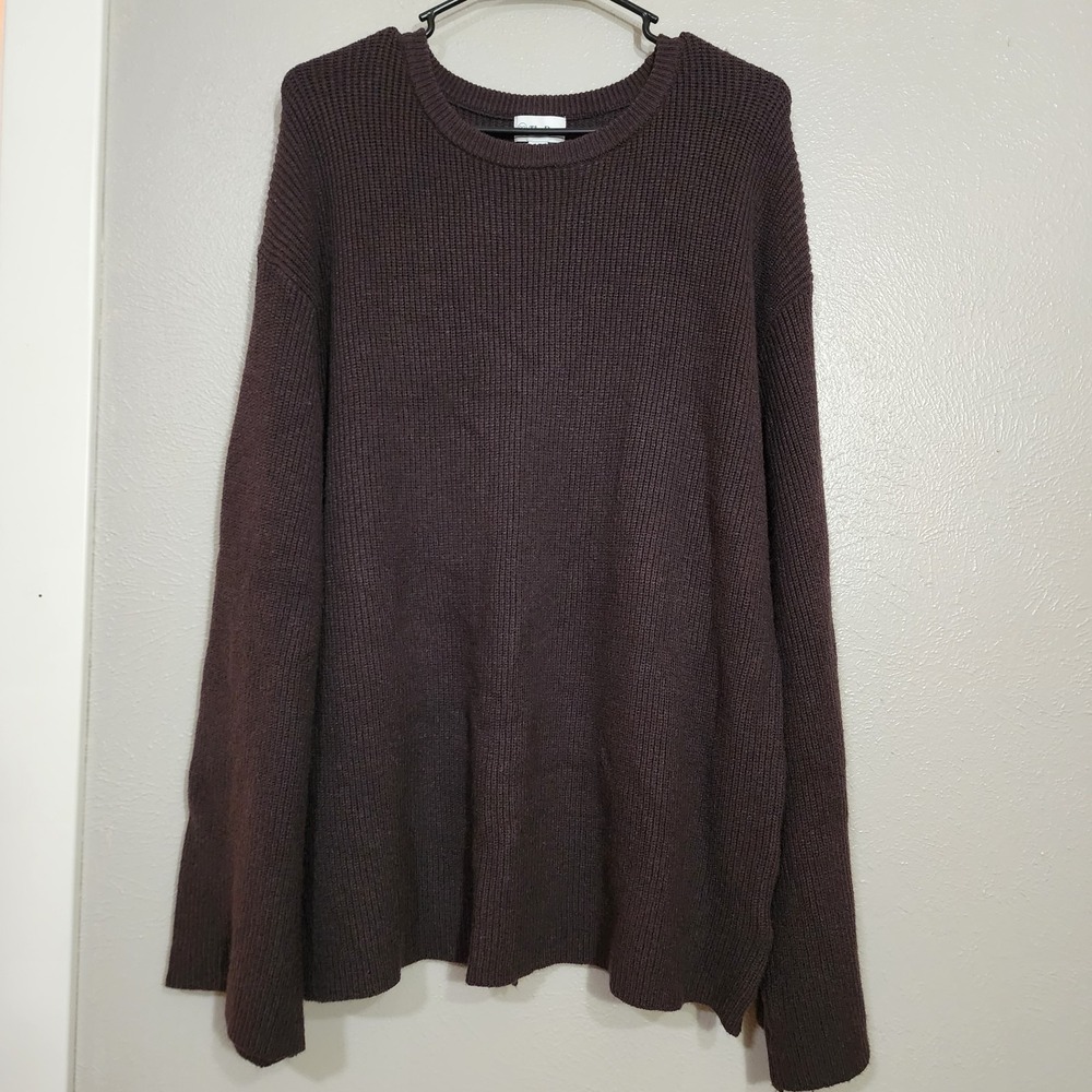 The Drop‎ Women's Alice Back-Slit Ribbed Pullover Sweater Size Large Brown Cozy
